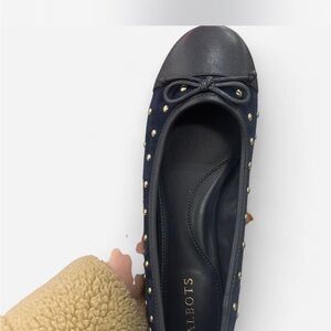 Talbots Dark Blue Studded Flats with Bow